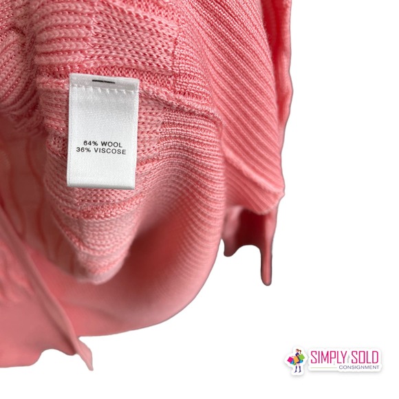 St. John Women's Cardigan Sweater Long Sleeve Button-Up Pink Knit Wool Cable M - Picture 11 of 14